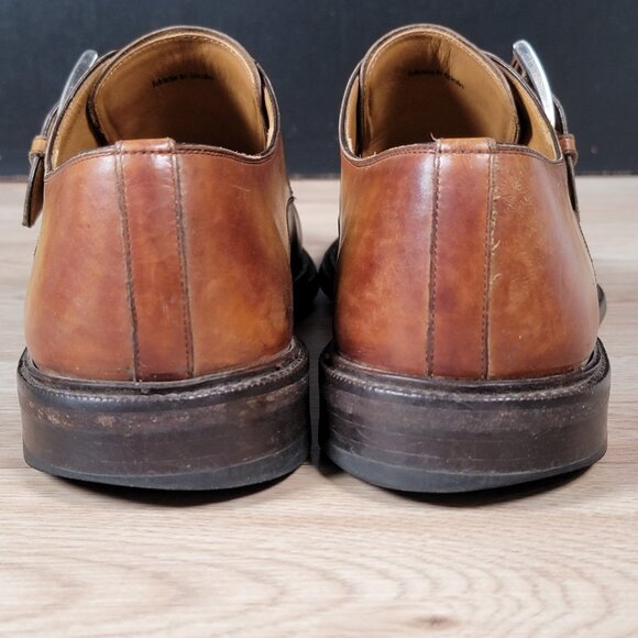 Magnanni Monk Strap Shoes Mens Size 8.5 M Chestnut Brown Leather Cap Toe Dress - Picture 8 of 9